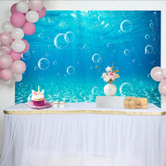 Lofaris Blue Underwater Photography Backdrop with Rising Bubbles and Sunlight, Ocean Theme Background for Studio Photoshoot and Party Decor