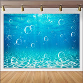 Lofaris Blue Underwater Photography Backdrop with Rising Bubbles and Sunlight, Ocean Theme Background for Studio Photoshoot and Party Decor