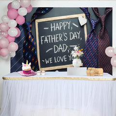 Lofaris Happy Fathers Day Dad Chalkboard Backdrop with Ties and Hearts, Elegant Photography Background for Family Celebration