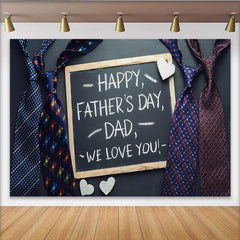 Lofaris Happy Fathers Day Dad Chalkboard Backdrop with Ties and Hearts, Elegant Photography Background for Family Celebration