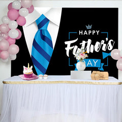 Lofaris Elegant Blue Striped Tie Happy Father's Day Backdrop, Professional Photography Background for Dad's Celebration