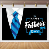Lofaris Elegant Blue Striped Tie Happy Father's Day Backdrop, Professional Photography Background for Dad's Celebration