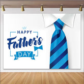 Lofaris Blue Striped Tie Happy Father's Day Backdrop with White Collar, Elegant Background for Dad's Special Day Celebration