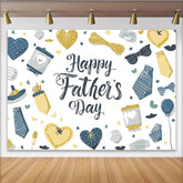 Lofaris Happy Fathers Day Backdrop with Ties and Sunglasses, Doodle Style Photo Background for Celebration Party