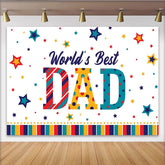 Lofaris Colorful World's Best DAD Fathers Day Backdrop with Stars, Festive Party Background for Celebration Photoshoot