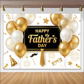 Lofaris Elegant Black and Gold Fathers Day Backdrop with Balloons and Glitter, Stylish Party Decor for Celebration Photography