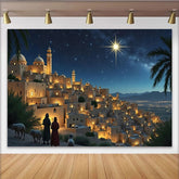 Lofaris Christmas Nativity Backdrop with Star of Bethlehem and Ancient Town, Holiday Photography Background for Festive Decor