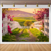 Lofaris Spring Floral Photography Backdrop with White Picket Fence, Scenic Nature Background for Studio and Outdoor Photoshoots