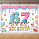 Lofaris Cartoon Donut Birthday Backdrop with Sweet Treats and Colorful Sprinkles, Vibrant Party Background for Kids Photoshoot