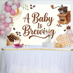 Lofaris A Baby Is Brewing Coffee Theme Baby Shower Backdrop, Watercolor Coffee Cup and Baby Items Background for Gender Reveal