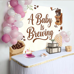 Lofaris A Baby Is Brewing Coffee Theme Baby Shower Backdrop, Watercolor Coffee Cup and Baby Items Background for Gender Reveal