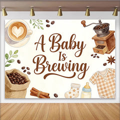 Lofaris A Baby Is Brewing Coffee Theme Baby Shower Backdrop, Watercolor Coffee Cup and Baby Items Background for Gender Reveal