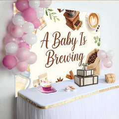 Lofaris A Baby Is Brewing Coffee Baby Shower Backdrop with Watercolor Onesie and Bottle, Cute Gender Reveal Party Background for Photo