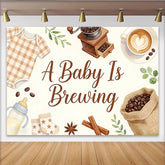 Lofaris A Baby Is Brewing Coffee Baby Shower Backdrop with Watercolor Onesie and Bottle, Cute Gender Reveal Party Background for Photo