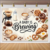 Lofaris A Baby Is Brewing Coffee Themed Baby Shower Backdrop with Breakfast Food and Milk Bottle, Photo Booth Background Prop