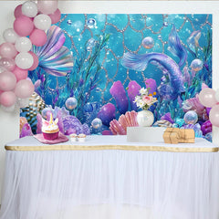 Lofaris Vibrant Mermaid Photography Backdrop with Colorful Coral and Shimmering Bubbles, Underwater Fantasy Background for Studio Photoshoot