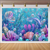 Lofaris Vibrant Mermaid Photography Backdrop with Colorful Coral and Shimmering Bubbles, Underwater Fantasy Background for Studio Photoshoot