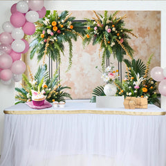 Lofaris Elegant Tropical Floral Photography Backdrop with Lush Greenery and Vibrant Flowers, Decorative Arch for Event Studio Photoshoot