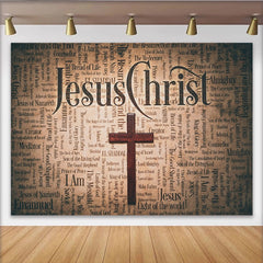Lofaris Christian Photography Backdrop with Wooden Cross and Religious Text, Inspirational Studio Background for Church Events and Portraits
