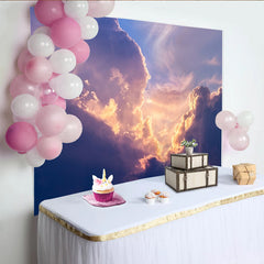 Lofaris Purple and Gold Abstract Cloud Photography Backdrop, Ethereal Sky Background for Studio Portrait and Event Decor