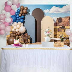 Lofaris Western Desert Photography Backdrop with Red Rocks and Arched Panels, Cowboy Studio Background for Ranch Party Decor and Photoshoot