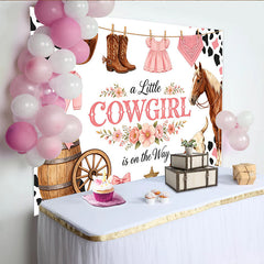 Lofaris Pink Western Cowgirl Baby Shower Backdrop with Horse and Boots, Floral Baby Girl Party Background for Photoshoot Decorations