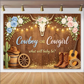Lofaris Rustic Cowboy or Cowgirl Gender Reveal Baby Shower Backdrop, Western Themed Photography Background for Baby Announcement Party