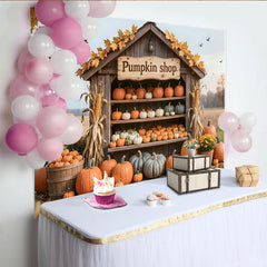 Lofaris Rustic Pumpkin Patch Backdrop with Autumn Leaves and Corn Stalks, Fall Harvest Background for Halloween Party Decor