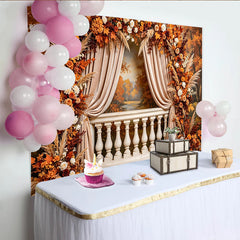 Lofaris Autumn Photography Backdrop with Fall Leaves and Flowers, Scenic Forest Background for Seasonal Photoshoot