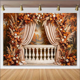 Lofaris Autumn Photography Backdrop with Fall Leaves and Flowers, Scenic Forest Background for Seasonal Photoshoot