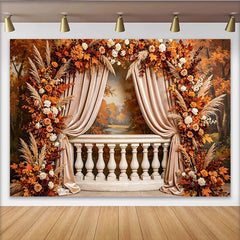 Lofaris Autumn Photography Backdrop with Fall Leaves and Flowers, Scenic Forest Background for Seasonal Photoshoot