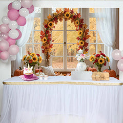 Lofaris Autumn Photography Backdrop with Pumpkins and Sunflowers, Cozy Fall Window Scene Background for Studio Photoshoot