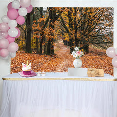 Lofaris Autumn Forest Photography Backdrop with Golden Leaves and Path, Natural Seasonal Background for Studio Portrait and Photoshoot