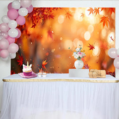 Lofaris Vibrant Autumn Photography Backdrop with Falling Maple Leaves and Warm Bokeh, Natural Studio Photo Background for Fall Season Decor