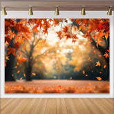 Lofaris Vibrant Autumn Photography Backdrop with Falling Maple Leaves, Natural Forest Background for Seasonal Photoshoot