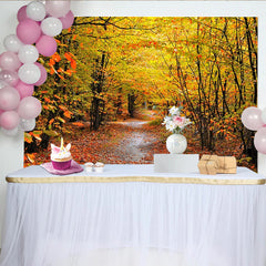 Lofaris Vibrant Autumn Forest Photography Backdrop with Golden Leaves, Natural Scenery Background for Studio Photoshoot and Fall Decor