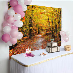 Lofaris Vibrant Autumn Forest Photography Backdrop with Golden Leaves, Natural Scenery Background for Studio Photoshoot and Fall Decor