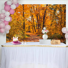 Lofaris Vibrant Autumn Forest Photography Backdrop with Golden Leaves, Natural Fall Season Background for Studio Portrait