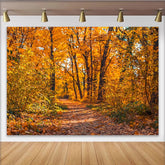 Lofaris Vibrant Autumn Forest Photography Backdrop with Golden Leaves, Natural Fall Season Background for Studio Portrait