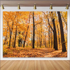 Lofaris Autumn Forest Photography Backdrop with Golden Leaves, Scenic Nature Background for Professional Portrait Photoshoot