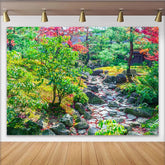 Lofaris Vibrant Autumn Garden Path Photography Backdrop, Natural Scenery Background for Outdoor Photoshoot and Studio