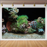 Lofaris Vibrant Green Coral Reef Photography Backdrop with Detailed Marine Life, Realistic Aquarium Studio Background for Photoshoot