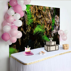 Lofaris Vibrant Green Moss and Textured Rock Natural Scenery Backdrop, Organic Photo Background for Professional Studio Photography
