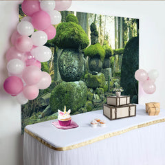 Lofaris Ancient Mossy Stone Forest Photography Backdrop, Natural Scenery Background for Studio Portrait Photoshoot