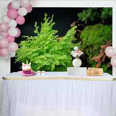 Lofaris Lush Green Moss Plant Photography Backdrop with Fern and Dark Background, Natural Scenery Studio Background for Portraits