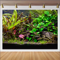 Lofaris Vibrant Aquarium Photography Backdrop with Colorful Fish, Natural Green Plants Background for Studio Photoshoot
