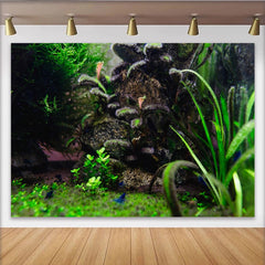 Lofaris Lush Green Aquatic Plant Natural Scenery Photography Backdrop, Vibrant Underwater Plant Background for Studio Photoshoot