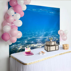 Lofaris Deep Blue Ocean Underwater Photography Backdrop with Sunlight Rays, Realistic Marine Life Background for Studio Photoshoot