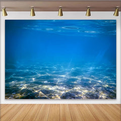 Lofaris Deep Blue Ocean Underwater Photography Backdrop with Sunlight Rays, Realistic Marine Life Background for Studio Photoshoot