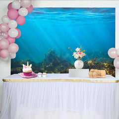 Lofaris Deep Blue Underwater Photography Backdrop with Sunlight Rays and Ocean Floor, Marine Life Background for Studio Photoshoot